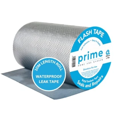 Image of Butyl Flash Tape 200mm x 10m for Roof and Leak Waterproof Repair Aluminum Coating Flashing Sealant Seal Strip Repairing Crack, Gutter Holes (200mmx10m)