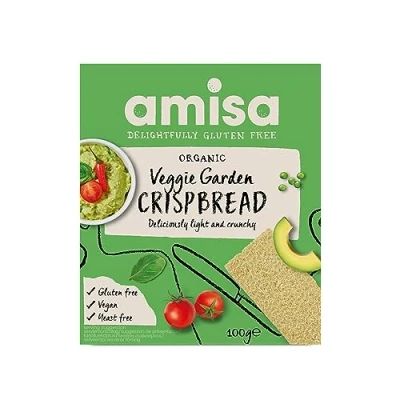 Image of Amisa Organic Veggie Garden Crispbread, 100g Gluten Free &amp; Vegan Friendly The Perfect Healthy Snack
