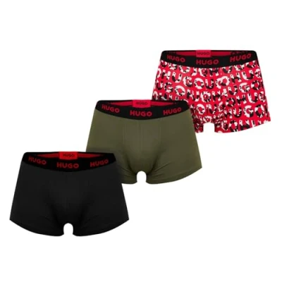 Image of HUGO Mens Pack Boxer Shorts Underwear Bottoms Dark Green M