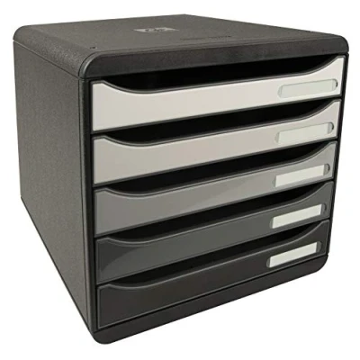 Image of Exacompta Ref. 3094294D BIG box PLUS Shades of gray 5 drawer for A4+ documents External dimensions: Depth 34.7 x width 27.8 Height 27.1cm Glossy gradient