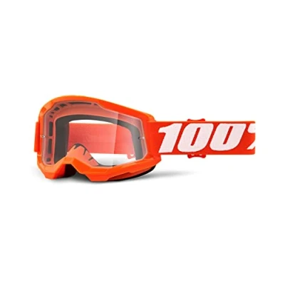 Image of 100 Percent Strata II Clear Goggle Orange/Clear Lens / 100% Eyewear Wear Eye Protection Enduro MTB Mountain Downhill Trail Dirt Jump Cycling Cycle Bike Motocross MX Moto Ski Unisex Adult Sun