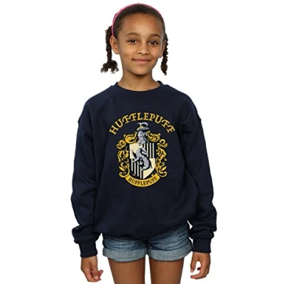 Image of Harry Potter Girls Hufflepuff Crest Sweatshirt Navy Blue 12 13 Years