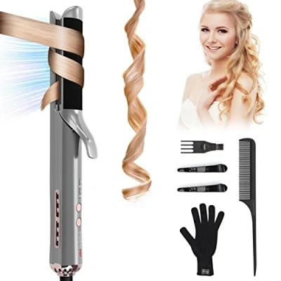 Image of 2 in 1 Hair Curler with 40 Ion Air Outlet, PARWIN PRO BEAUTY Multifunctional Curling Wand Tongs Iron and Flat Iron, Anti Scalding Felt Cloth, Create Long Lasting Curls