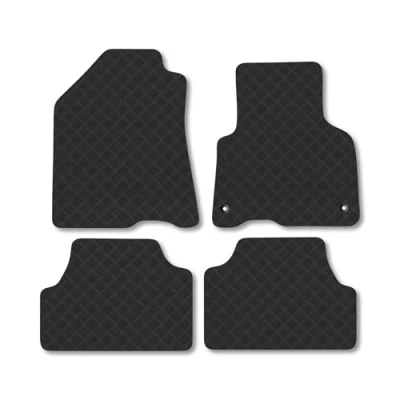 Image of Rubber Car Mats Compatible with Kia Soul EV (2020 ) Tailored Fit Floor Set Accessory Black Custom 4 Pieces Clips Anti Slip Backing, Heavy Duty &amp; Waterproof