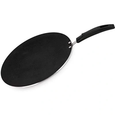Image of HashOne Tawa Roti Pan Non Stick Tava 34.5cm with Long Handle Ideal for Crepe Chapati Naan Paratha Pancakes Dosa Omelettes Flatbreads Fried Eggs Tortilla Pancake Black