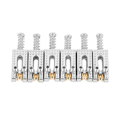 Image of Dilwe Saddle for Electric Guitar, 6 Roller Bridge Saddles Fender Strat Tele Guitar 4 colors(Silver)