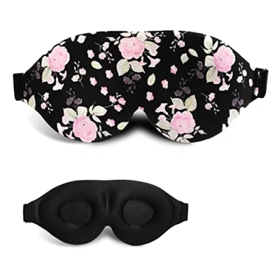 Image of 3D Sleep Mask, 100% Blackout Contoured Eye Comfortable &amp; Super Soft Sleeping Mask with Adjustable Straps for Women, Men, Travel Yoga Naps (Peony Flower)