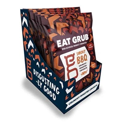 Image of Eat Grub: Crunchy Roasted Crickets: 6 Packs (72 Grams) Smoky BBQ Edible Insects