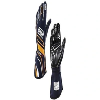 Image of Omp One S Gloves Navy Blue/F. Orange Size XXL FIA 8556 2018