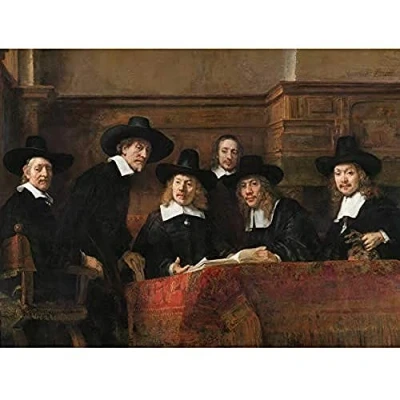 Image of Artery8 Rembrandt Syndics Of The Drapers&#039; Guild Portrait Art Print Canvas Premium Wall Decor Poster Mural