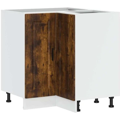 Image of vidaXL Kitchen Corner Base Cabinet Porto Smoked Oak, Engineered Wood, 75.5x75.5x81.5 cm Adjustable Feet, Ample Storage, Modern