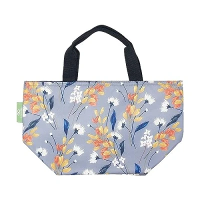 Image of ECO CHIC Lightweight Foldable Insulated Lunch Bag Water Resistant Cooler (Flowers Grey)