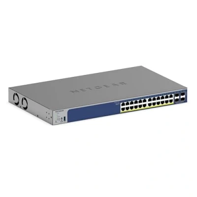 Image of NETGEAR 28 Port PoE+ Gigabit Ethernet Smart Switch (GS728TXP) Managed, Optional Insight Cloud Management, 24 x @ 190W, 4 10G SFP, Desktop or Rackmount and Limited Lifetime Protection