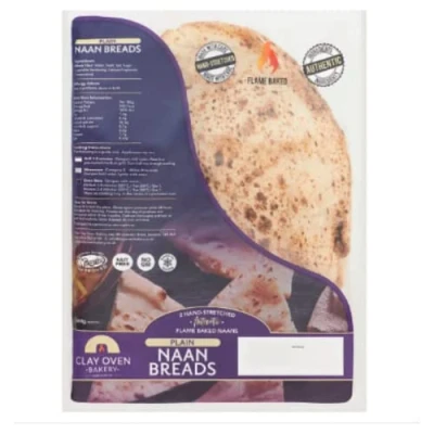 Image of Clay Oven Bakery 2 Hand Stretched Authentic Plain Naan Breads x Case of 10