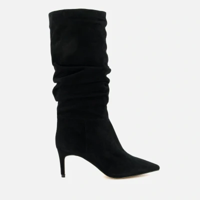 Image of Dune London Womens Ladies SLOUCH Ruched Calf Length Boots Black Suede Size UK 8