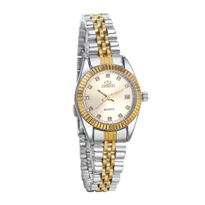 Image of JewelryWe His and Her Matching Couple Watches Gold Silver Tone Quartz Calendar Watch,Women&#039;s