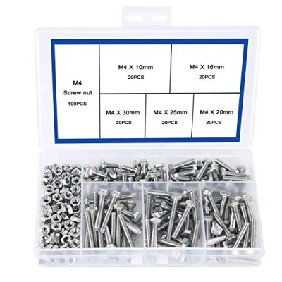Image of 200pcs M4 Nuts and Bolts Set Outer Corner Hexagonal Screws 304 Stainless Steel Hex Bolt for Machinery Industry Furniture Toys DIY Fastener