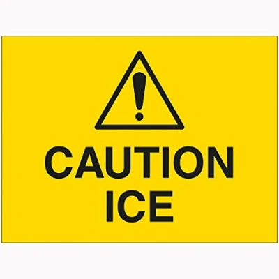 Image of V Safety Caution Ice Sign 600mm x 450mm 2mm Rigid Plastic