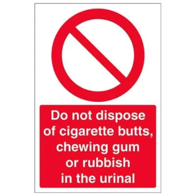 Image of V Safety Do Not Dispose Rubbish In Urinal Prohibition Sign 200mm x 300mm 1mm Rigid Plastic