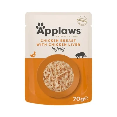 Image of Applaws Chicken with Liver In Jelly Pouch Adult Cat Food 70g x 16