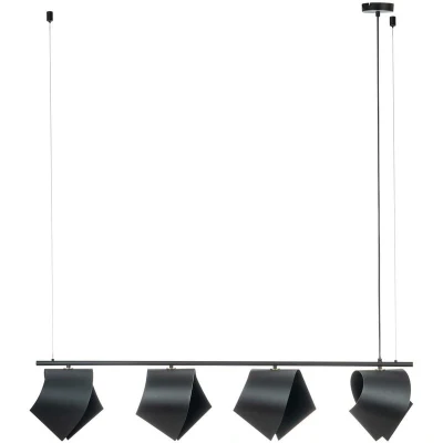 Image of Lucande Mikolay hanging light, four bulb, black