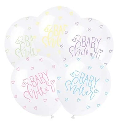 Image of Charming Pastel Baby Shower Latex Balloons (30cm) Assorted Colors for a Memorable Celebration Ideal Showers &amp; Gender Reveal Parties 5ct