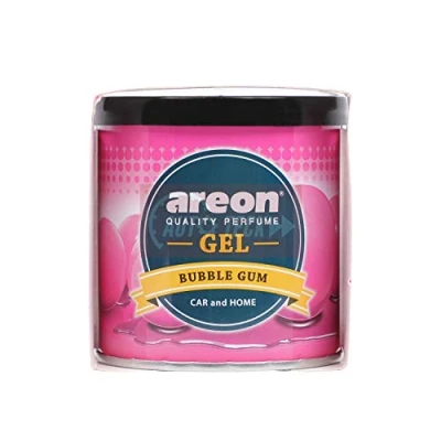 Image of AREON Gel Car Air Freshener Bubble Gum Sweets Bubblegum Scent Pink Tin Can Jelly Under Seat Hidden Home 3D Pack of 1