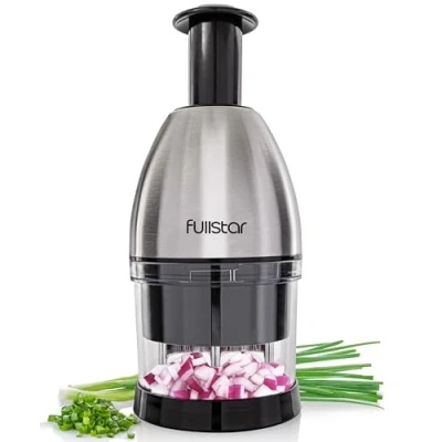 Image of Fullstar Onion Chopper Hand for Vegetables Stainless Steel Nut Manual Food Handheld Vegetable Press Silver