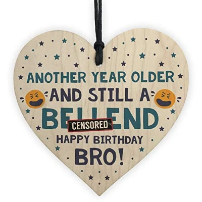 Image of RED OCEAN Brother Gifts Funny Novelty Wooden Hanging Heart Sign Birthday Gift For From Sister