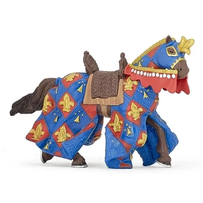 Image of Papo MEDIEVAL FANTASY Tiere 39787 Blue Horse Fleur de LYS Figurine, Multicolour, Medium