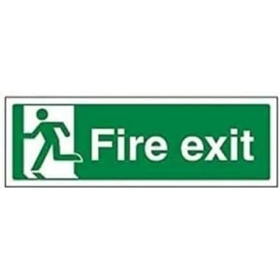 Image of VSafety Final Fire Exit Man Left Sign Landscape 300mm x 100mm 1mm Rigid Plastic