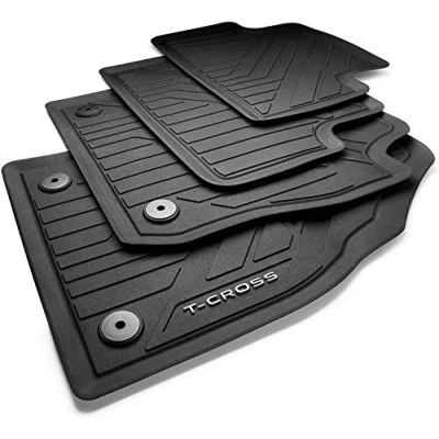 Image of Volkswagen 2GM06150082V premium rubber floor mats, all weather black, with T Cross lettering