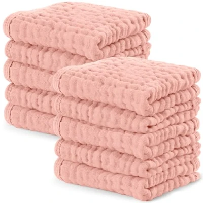 Image of Baby Washcloths, Muslin Cotton Towels, Large 10x10 Wash Cloths Soft on Sensitive Skin, Absorbent for Boys &amp; Girls, Newborn Toddlers Registry Gift (Lace, 10 Pack, 25 X CM)