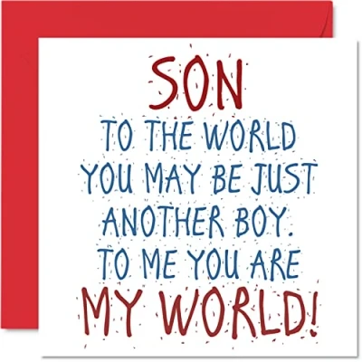 Image of Lovely Birthday Cards for Son You Are My World Happy Card from Father or Mother, Gifts, 145mm x Card, Greeting Gift Men and Boys