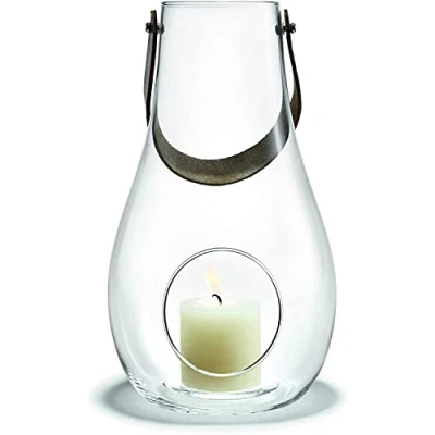Image of Holmegaard Lantern Height 29 cm Design with Light Made of Hand Blown Glass, Clear