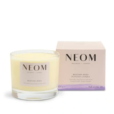 Image of NEOM Bedtime Hero Scented Candle, 3 Wick Essential Oil Aromatherapy Candle Chamomile, Ylang &amp; Cedarwood Scent to Sleep