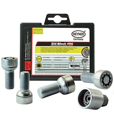 Image of HEYNER Germany Locking Wheel Bolts 085/5 Set of 4 and Car Security Locks Anti theft Fits VW Touran