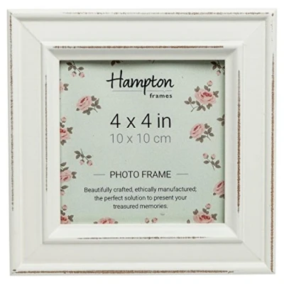 Image of Hampton Frames PALOMA 4x4 (10x10cm) White Square Picture Photo Frame Glass PAL301944W