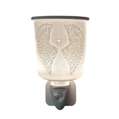 Image of Cello Plug In Wax Melt Burner Angel Wings Oil Burner. The Electric Creates a Stunning Illumination, Sentimental Ornament and Porcelain Decor, Gift For Mum, Christmas Decoration.