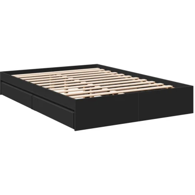 Image of vidaXL Bed Frame with Drawers without Mattress Black 140x200 cm