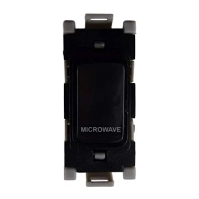 Image of Deta G3561BK Grid Switch 20 Amp Double Pole Marked &#039;Microwave&#039; (Black)