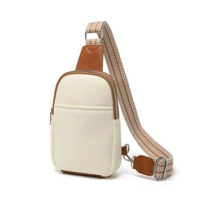 Image of Miss Lulu Chest Bag for women,Sling Women, Crossbody Shoulder women (Beige/Brown)