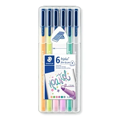 Image of STAEDTLER 323 SB6CS1 1.0 mm Triplus Colour Fibre Tip Pen, Pastel Colours, Pack of 6