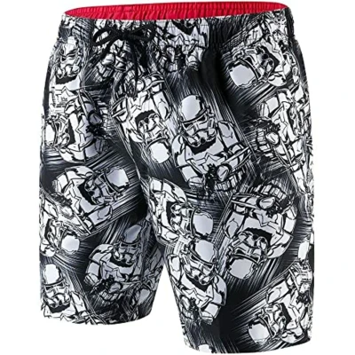 Image of Speedo Boys Printed Leisure Water Short Black/White/Lava Red, Small