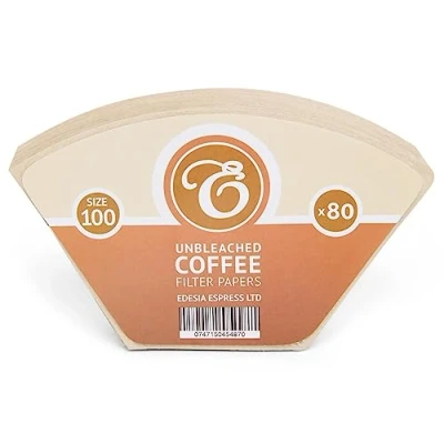 Image of 80 Size 100 Coffee Filter Paper Cones, Unbleached for Melitta Aromaboy by EDESIA ESPRESS