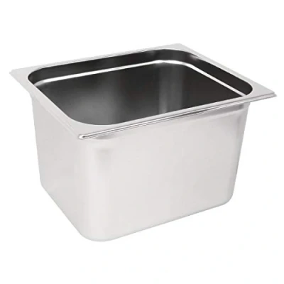 Image of Vogue Stainless Steel 2/3 Gastronorm Tray 200 mm Deep, Silver, Capacity: 15.7 Litre, Size: 325(H) x 354(W) 200(D)mm, Buffet Station Tray, GM315