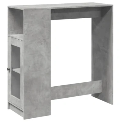 Image of vidaXL Bar Table with Racks Pub Bistro Tall Engineered Wood/Concrete Grey Storage Compartments Kitchen/Dining/Living Room 101x40x103.5 cm