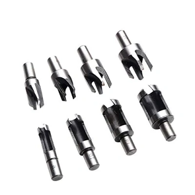 Image of Wood Plug Cutter Set,8 Pcs Round Shank Carbon Steel Claw &amp; Tapered Drill Bits Set Cork Hole Saw Tool HSS Tenon Bit for Woodworking 6mm/10mm/13mm/16mm