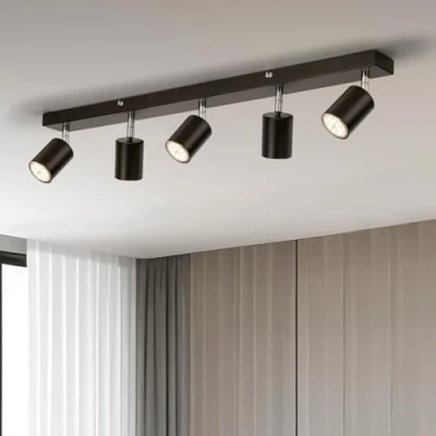 Image of Gr4tec LED Ceiling Light 5 Way, Spotlight Bar Rotatable, Including x 6W GU10 Bulbs Natural White 4000K 550lm, Modern Spot Lights Fitting for Living Room Bedroom Kitchen…