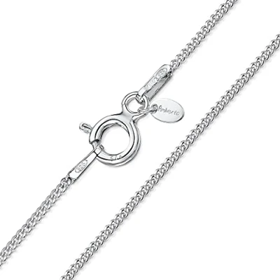 Image of Amberta Women 925 Sterling Silver 1.1 mm Curb Chain Necklace: 21 inch/55 cm